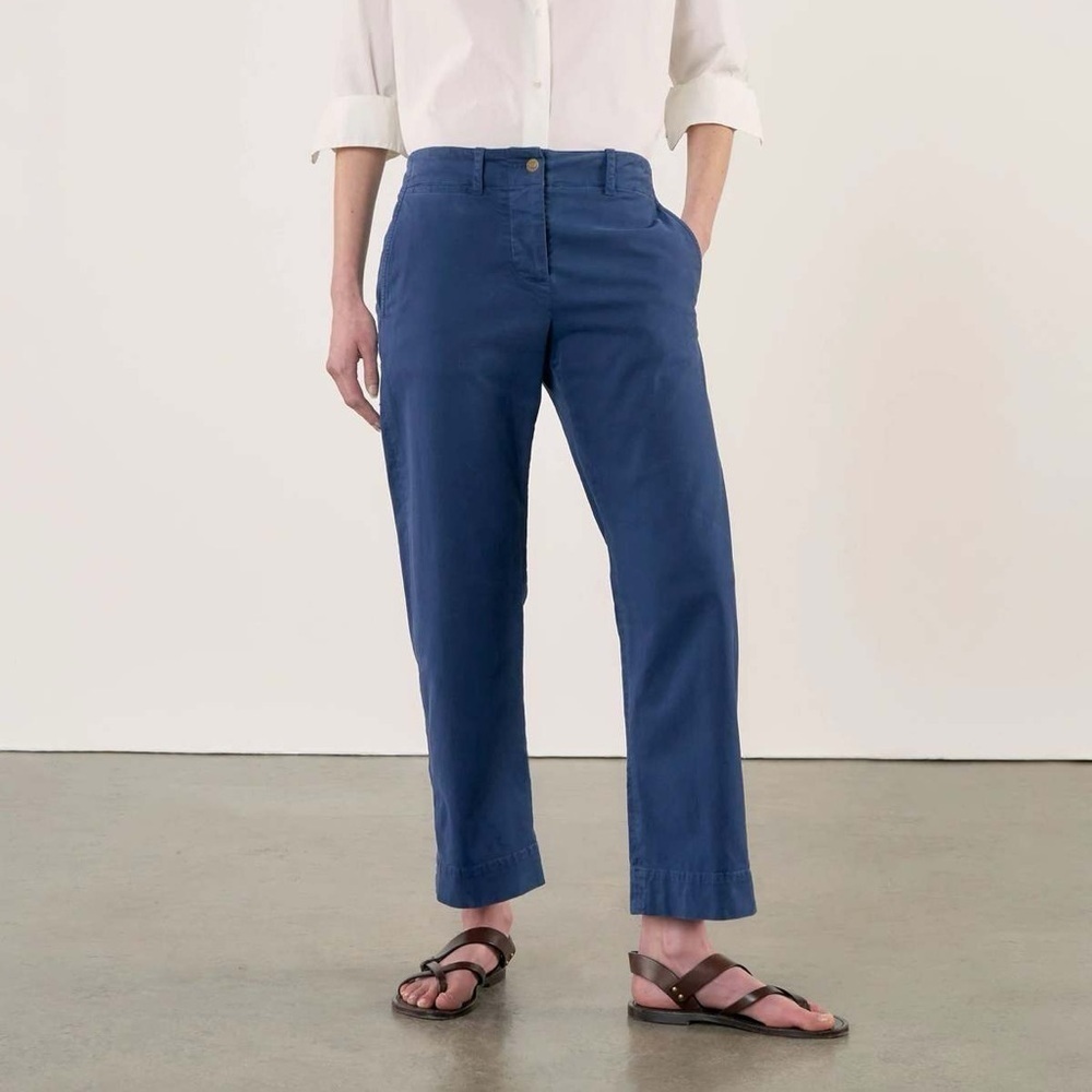 Nili Lotan blue cotton Tomboy wide leg ankle pants - size 10 (Medium)